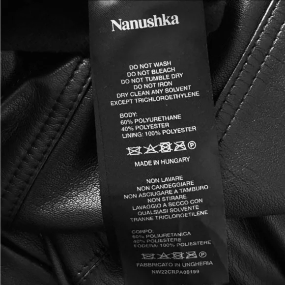 NEW NANUSHKA Vinni 90s High Rise Vegan Faux Leather Straight Leg‎ Ankle Pants L - Picture 15 of 16